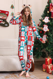 Red and Green Colorblock Christmas Hooded Family Pajama Set