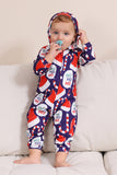 Dark Blue Pajama Set Red Hat Print Family Pajama Set