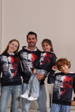 Black Skeleton Print Hooded Halloween Family Sweatshirts