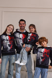 Black Skeleton Print Hooded Halloween Family Sweatshirts