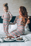 Grey Snowflake Printed Long Sleeves Christmas Pajama Sets