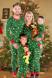 Dark Green Colorful Lights Printed Christmas One Piece Family Pajama