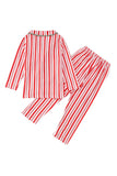 Red Stripes Printed Notched Lapel Family Pajama Sets