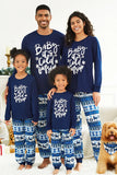 Navy Letter Printed Christmas Family Pajama Sets