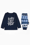 Navy Letter Printed Christmas Family Pajama Sets