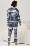 Navy Christmas Snowflake and Tree Printed Family Pajama Sets