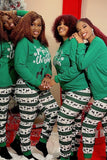 Dark Green Merry Christmas Printed Family Pajama Sets