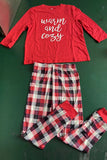 Matching Family Soft Pajamas Red Plaid Pants Warm Loose Basic Fashion Pajama Set