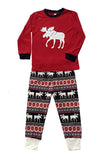 Red Family Pajama Reindeer Long Sleeve Christmas Pajama Set