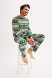 Christmas Loose Family Matching Green Snowflake Gingerbread Man Pattern Pajama Set