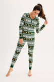 Christmas Loose Family Matching Green Snowflake Gingerbread Man Pattern Pajama Set