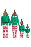 Green Pajamas with Striped Pants Family Matching Christmas Pajamas Set