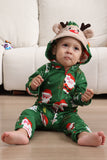 Green Christmas Pajamas for Family Matching Christmas for Women Men Hooded One Piece Pjs Holiday Sleepwear