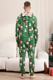 Green Christmas Pajamas for Family Matching Christmas for Women Men Hooded One Piece Pjs Holiday Sleepwear