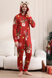 Matching Onesie for Women Men Family Hooded Red Pajamas One Piece Christmas Pajamas Set