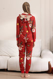 Matching Onesie for Women Men Family Hooded Red Pajamas One Piece Christmas Pajamas Set