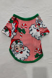 Red Striped Long Sleeve Printed Christmas Pajamas Set