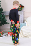 Navy Light Bulb Printed Long Sleeves Matching Family Pajamas