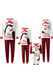 Red Printed Plaid Long Sleeve Christmas Family Matching Pajamas Set