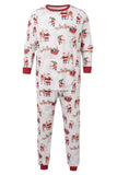 White Printed Round Neck Family Christmas Pajamas Sets