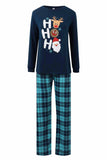 Dark Blue Christmas Printed Christmas Family Matching Pajamas