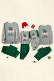 Grey Green Plaid Print Christmas Family Matching Pajamas Set