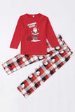 Red Plaid Snowman Print Christmas Family Matching Pajamas Set