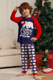 Navy Round Neck Long Sleeve Family Matching Pajamas Set