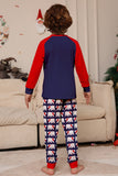 Navy Round Neck Long Sleeve Family Matching Pajamas Set