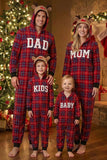 Red Grid Long Sleeve Plaid Reindeer Hooded Family Matching Pajamas Set