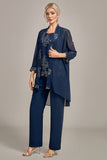 Navy 3 Piece Embroidered Choir Pant Suits