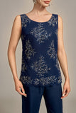 Navy 3 Piece Embroidered Choir Pant Suits
