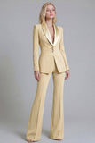 Navy Shawl Lapel 2 Piece Single Breasted Women's Work Suits