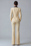 Women's Dark Green One Button Peak Lapel 2-piece Work Suits
