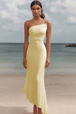 Mermaid White One Shoulder Ruched Long Formal Dress