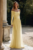 Ivory Ruched Off The Shoulder Sheath Wedding Dress
