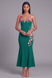 Light Yellow Mermaid Long Floral Dress with Appliques