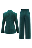 Peacock Blue Stripes Notched Lapel 2 Pieces Suits with Belt