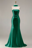 Champagne Strapless Mermaid Beaded Convertible Long Prom Dress