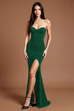 Sweetheart Black Mermaid Crepe Formal Dress with Slit