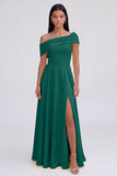 Yellow A-Line One Shoulder Maxi Dress with Slit