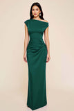 Plum Mermaid Ruched One Shoulder Long Formal Dress
