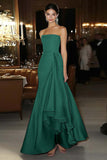 Sheath Pink Satin Strapless Gala Dress