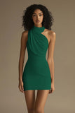 White Halter Ruched Short Graduation Dress