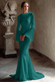 Ivory Mermaid Cowl Neck Long Wedding Dress