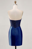 Sparkly Fuchsia Corset Tight Satin Short Prom Dress