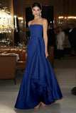 Sheath Pink Satin Strapless Gala Dress