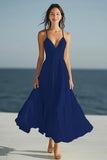 Ivory Spaghetti Straps Maxi A Line Rehearsal Dinner Dress