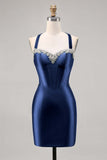 Corset Satin Bodycon Dark Green Cocktail Dress