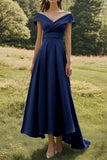 Sage Off The Shoulder Slim Formal Dress with Wide Hem